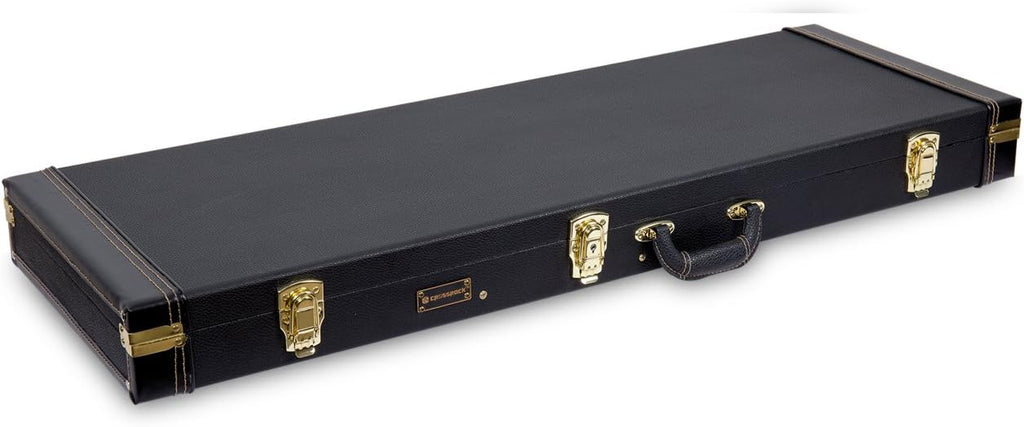 Crossrock Electric Guitar Wood Case Fits Fender Telecaster and Stratocaster-Black (CRW620EBK)