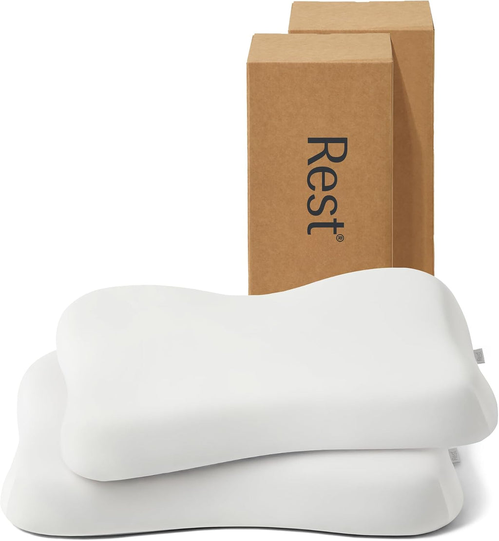 REST® Evercool® Cooling Pillow, Set of 2, Instant Cool-to-Touch Shell Fabric & Breathable Silicone Sponge Core for All-Night Temperature Regulation & Ergonomic Support, Medium Height, Arctic White