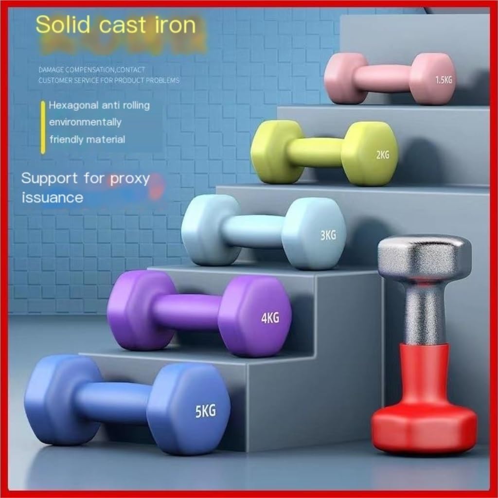 Dumbbel Frosted Plastic Small Dumbbells, Men's Yoga Fitness Equipment, A Pair Of Arm Exercise Hexagonal Dumbbells Barbell, Pink