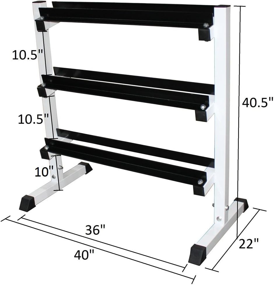 Ader Black Octagon Rubber Dumbbell Set with Rack