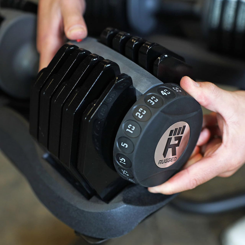Body-Solid Rugged Adjustable Dumbbell Set, 5 lb. to 50 lb.