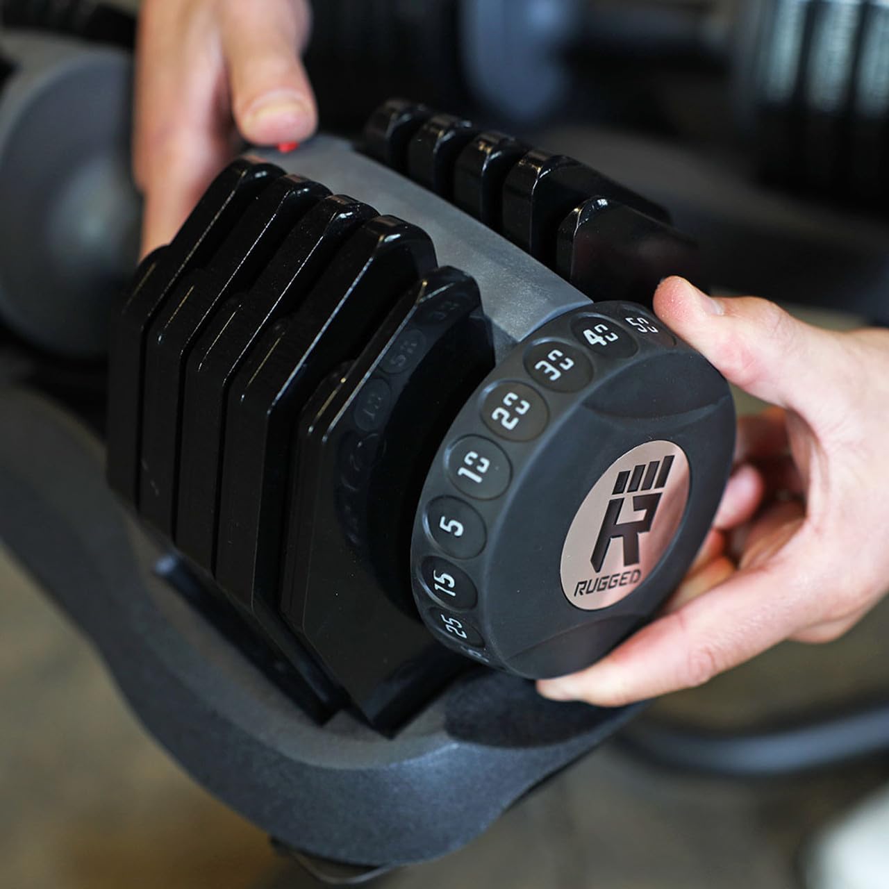 Body-Solid Rugged Adjustable Dumbbell Set, 5 lb. to 50 lb.