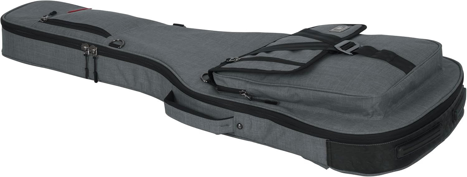 Gator Cases Transit Series Lightweight Electric Guitar Gig Bag with Back Pack Straps and Rubberized Base, Light Grey Exterior (GT-ELECTRIC-GRY)