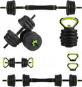 Adjustable Dumbbell Set of 2, Weights Dumbbells Set with Barbell Connector & Kettlebell Handle, 30/44/66/88LBS Anti Slip Grip Free Weights for Home Gym Strength Training Men Women