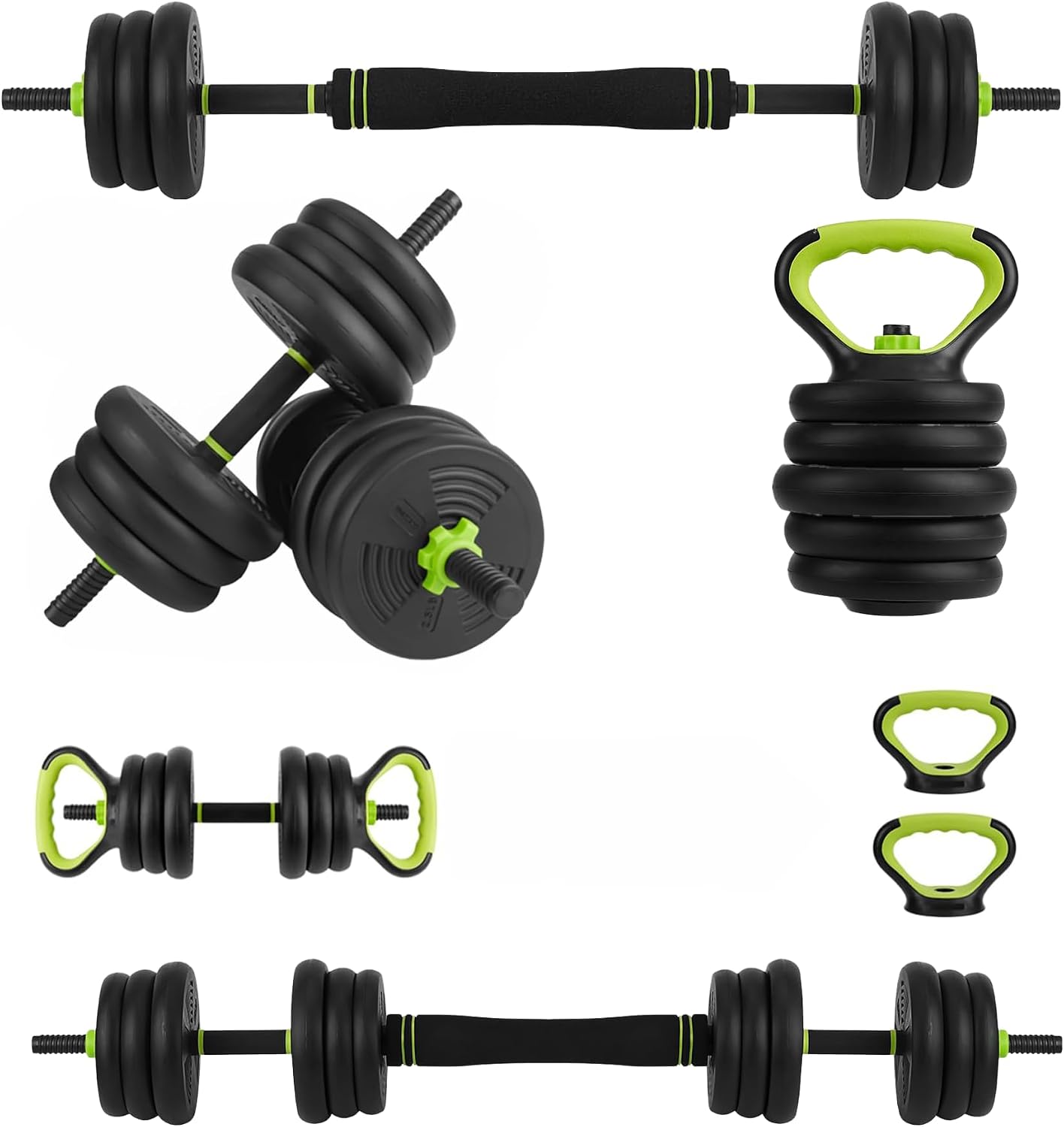 Adjustable Dumbbell Set of 2, Weights Dumbbells Set with Barbell Connector & Kettlebell Handle, 30/44/66/88LBS Anti Slip Grip Free Weights for Home Gym Strength Training Men Women