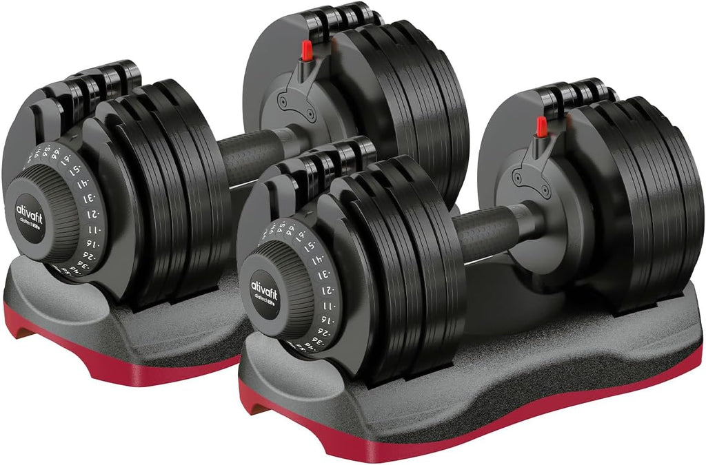 ATIVAFIT Adjustable Dumbbell Set of 2, 5–88LB Quick Dial Free Weights with Double Safety Lock, Anti-Slip Steel Handle & Storage Box, Space Saving Home Gym Equipment for Full Body Strength Training, Suitable for Home Fitness Users