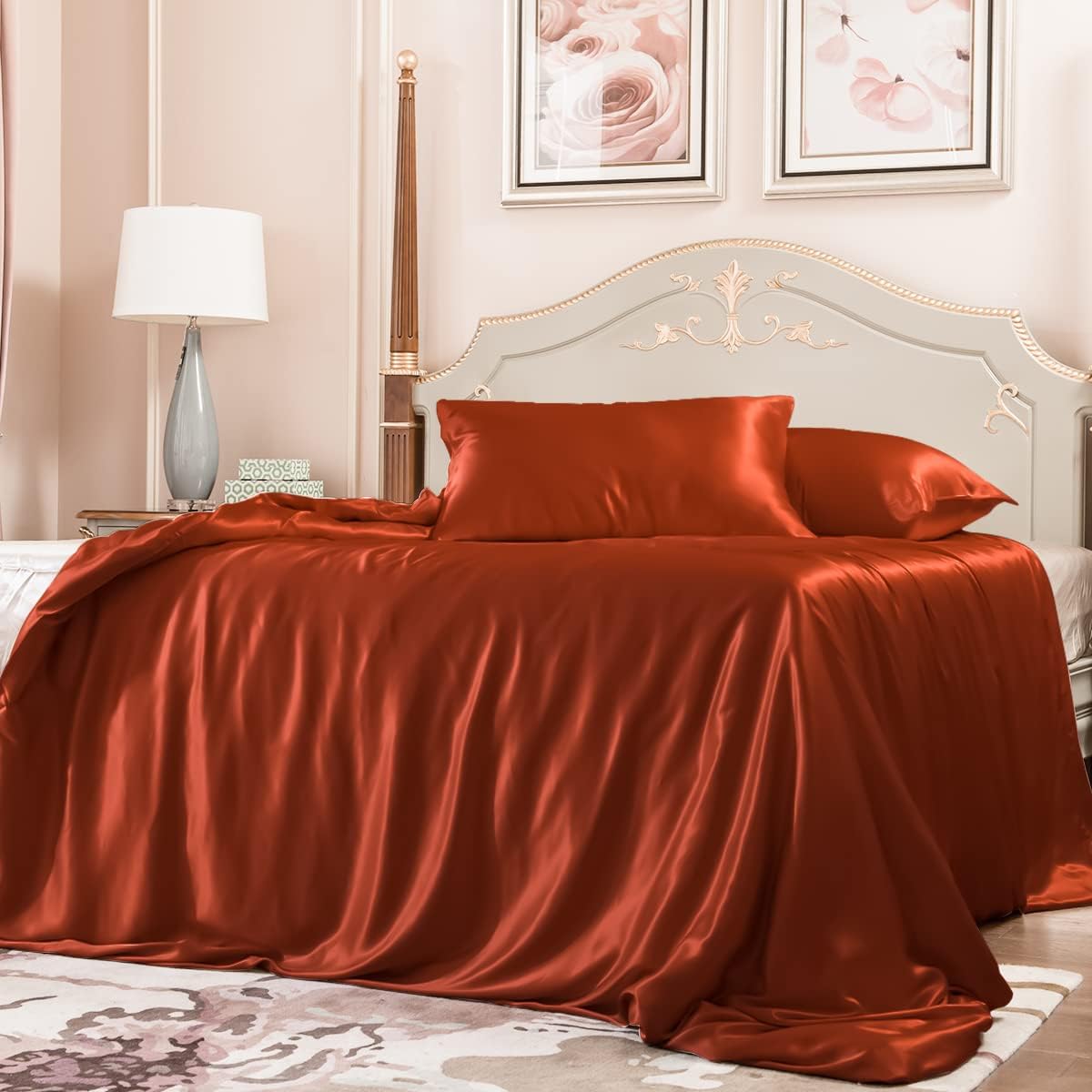 PROMEED 100% Mulberry Silk Duvet Cover Set 3PCS Full Size, Real 23 Momme Grade 6A Silk Bedding Set with Duvet Cover and Pillowcases (Dusk, Full)