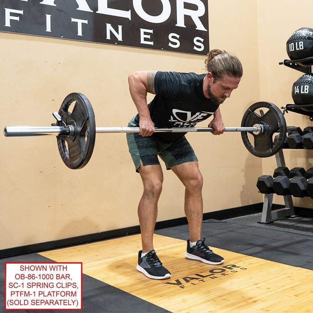 Valor Fitness OP Olympic Weight Plates Coated Rubber Weights w/Weight Plate Set, Barbell Weights w/Grips for Home Gym