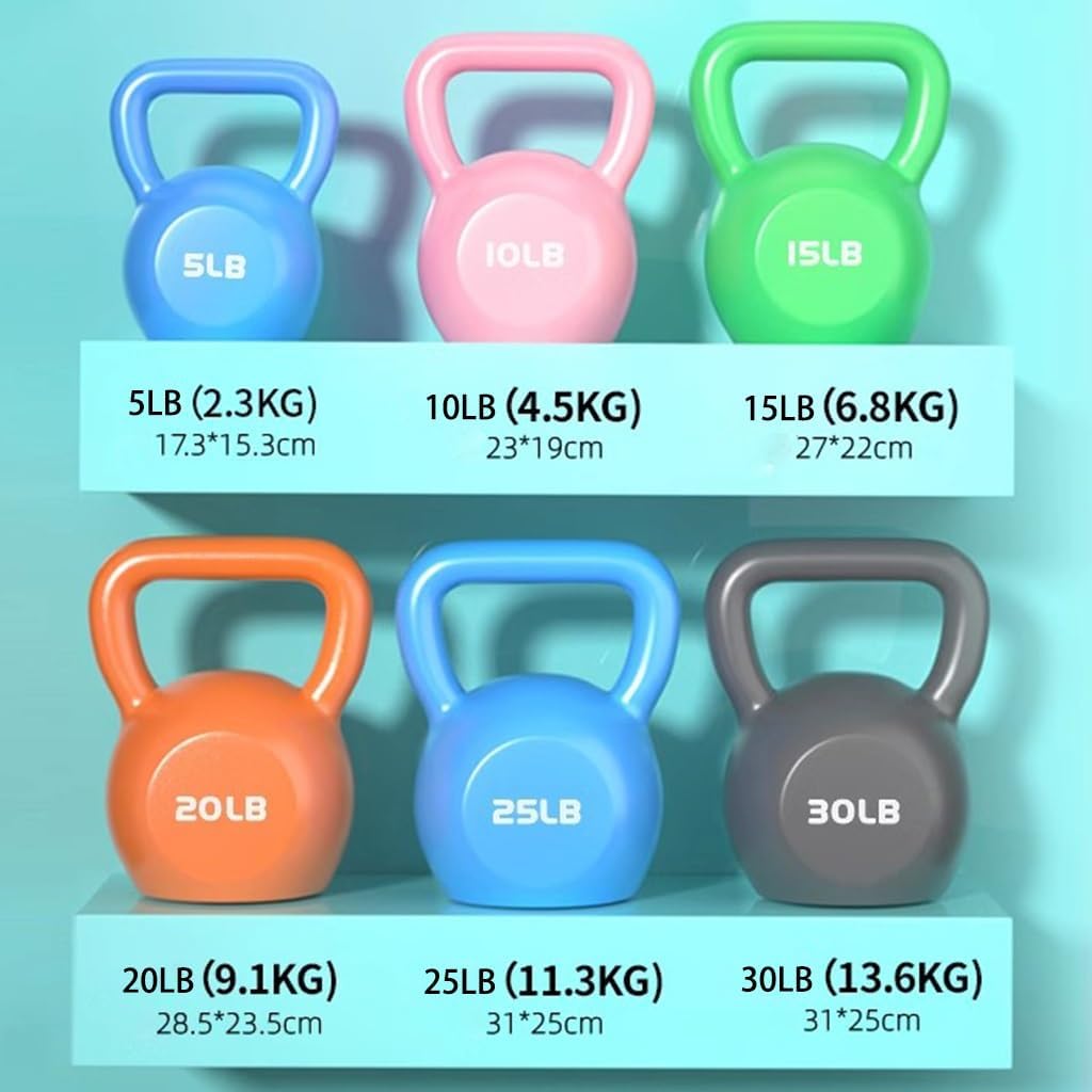 Kettlebell Weights Women's Fitness Shaping Kettle Bells, Gym Strength Training Dumbbell, Swing/Deadlift/Squat, Protect The Floor(Dark blue-25LB)