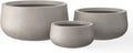 Kante 19.6',15.7',11.8' Dia Round Concrete Planters Set of 3, Outdoor Indoor Large Plant Pots with Drainage Hole, Modern Curvaceous Design, Weathered Concrete