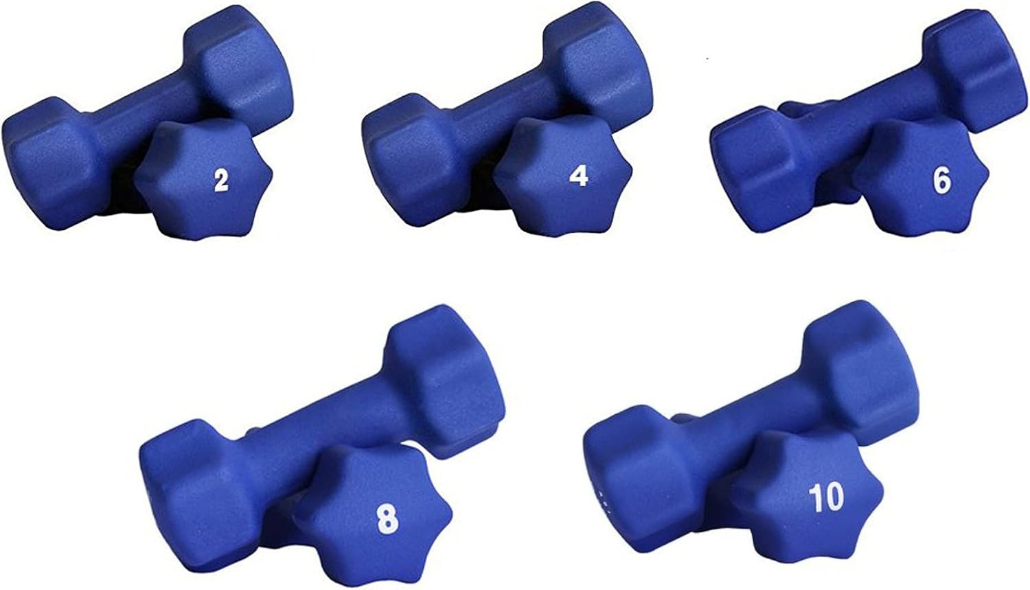 Ader Blue Neoprene Dumbbell Set- 2, 4, 6, 8, 10 LB 5 Pairs, Rack not Included
