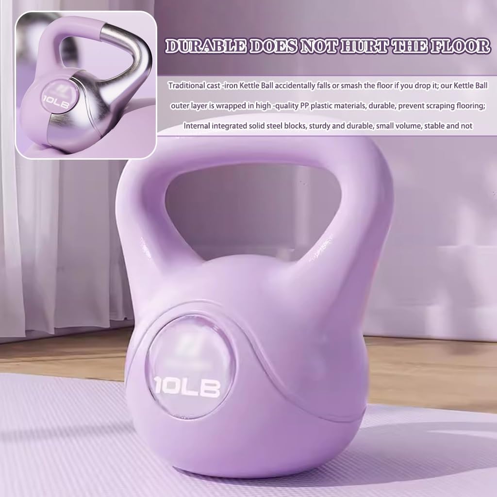 Kettle Bells Weight Home Fitness Kettlebell for Women, Gym Body Shaping Dumbbell, Strength Training Equipment, Does Not Damage The Floor(Purple-12lb)