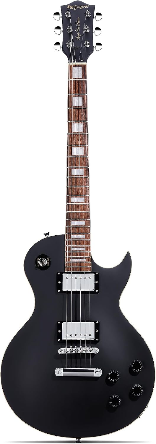 Leo Jaymz SC Series Electric Guitar – Mahogany Body, Laurel Fingerboard, Dual Humbuckers, Tune-O-Matic Bridge, C Neck, 18:1 Tuners (Matt Black X)