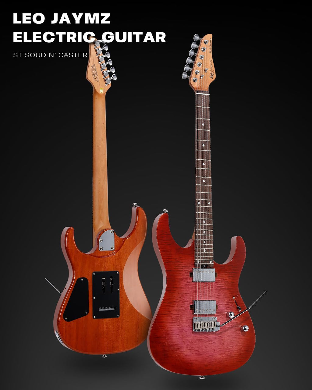 Leo Jaymz ST Pro Electric Guitar with Coil-Split, Roasted Maple Neck, Rosewood Fingerboard, Mahogany Body, Alnico 5 Pickups