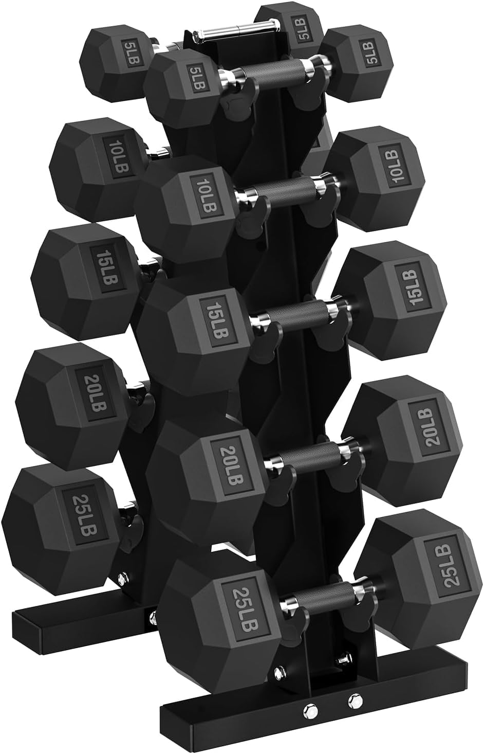HANDBODE Hex Dumbbell Sets with Rack, 100-165 lb Rubber Encased Dumbbells for Strength Training, Exercise & Fitness, Home Gym Weight Set with Rack