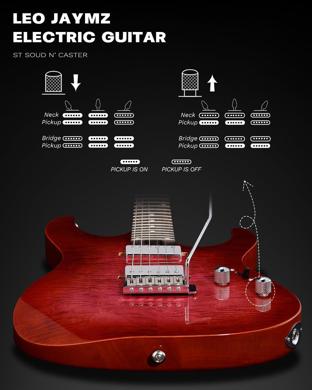 Leo Jaymz ST Pro Electric Guitar with Coil-Split, Roasted Maple Neck, Rosewood Fingerboard, Mahogany Body, Alnico 5 Pickups