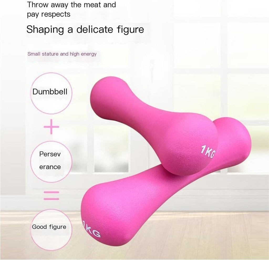Dumbbel Home Fitness Equipment Bone Dumbbells For Women Jumping Exercises Slimming Arms Yoga Fitness Dumbbells Barbell, 2kg, Pink