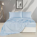 ZIMASILK 4 Pcs 100% Mulberry Silk Bed Sheet Set,All Side 19 Momme Silk (Queen, Light Blue)