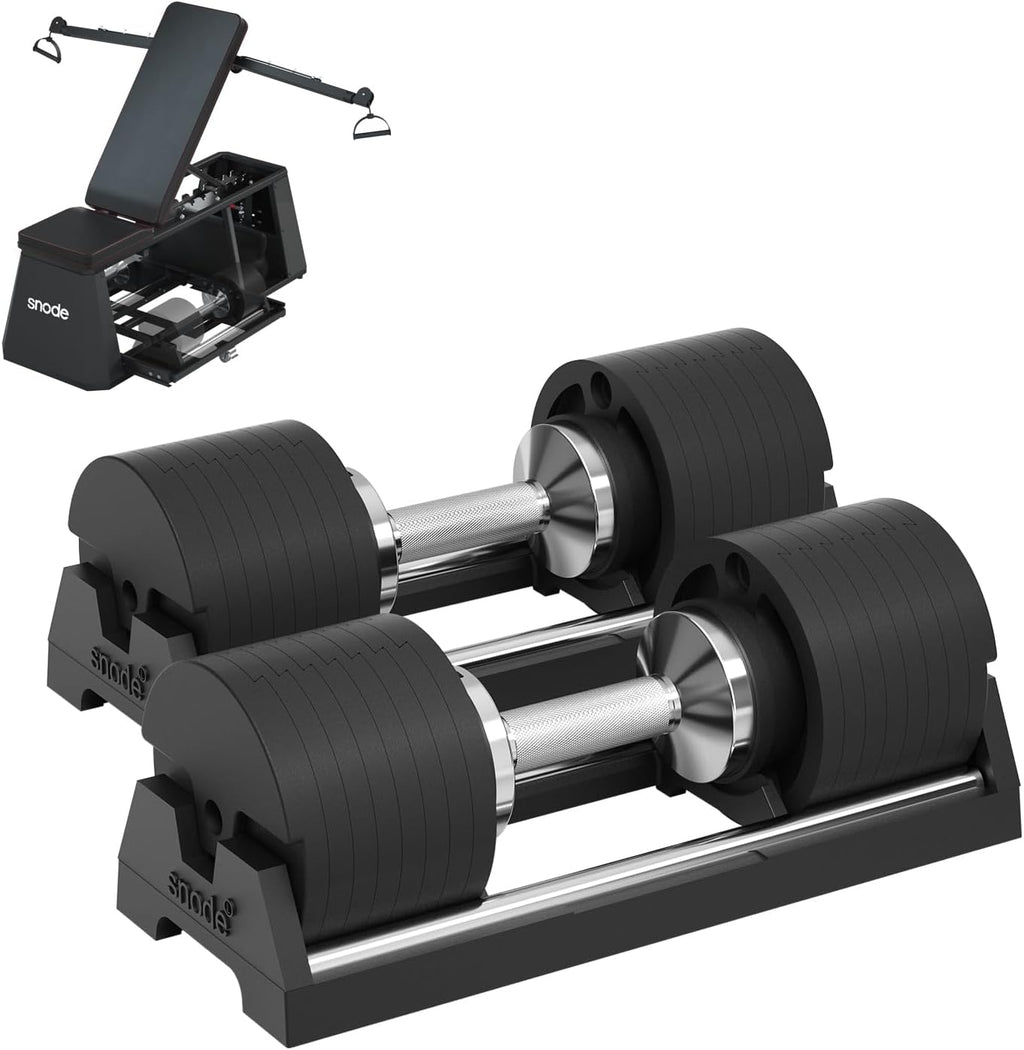 SNODE AD80 Drop Proof 80 lbs Adjustable Dumbbell Set -Adjustable Weights with Cast Iron Plates and Cradle, Knurled Handle, Fast Adjust, Compact Home Gym Equipment for Bench & Press