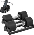 SNODE AD80 Drop Proof 80 lbs Adjustable Dumbbell Set -Adjustable Weights with Cast Iron Plates and Cradle, Knurled Handle, Fast Adjust, Compact Home Gym Equipment for Bench & Press