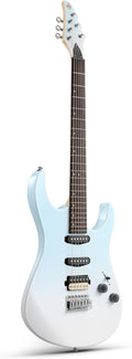 Donner DMT-66 Solid Body Electric Guitar Kit for Beginners, Full Size 39' Electric Guitar with HSS Pickups, Poplar Body, Maple Neck, Starter Guitar with Gig Bag, Strap, Whammy Bar Arm, Gradient Blue