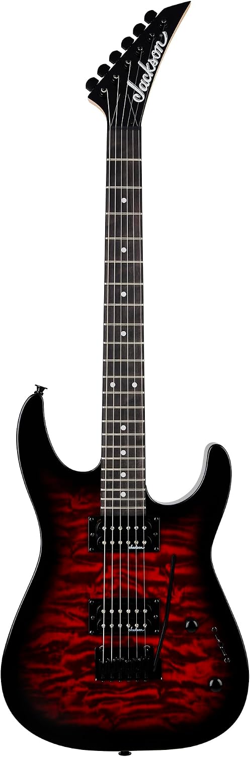 Jackson JS Series Dinky JS11Q Electric Guitar - Transparent Red Bundle with Frontman 10G Amplifier, Gig Bag, Tuner, Strap, Cable, Picks, and Austin Bazaar Instructional DVD