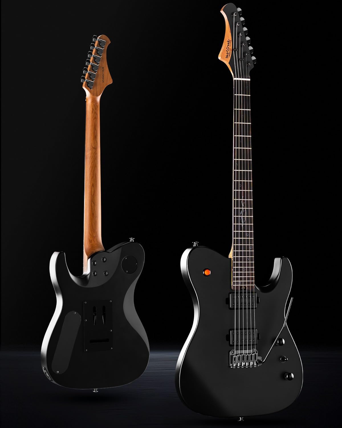 WestCreek Helyx Electric Guitar, Mahogany Body, Stainless Steel Frets, Roasted Maple Neck, Rosewood Fretboard, Bone Nut, 24 Frets (Matte Black)