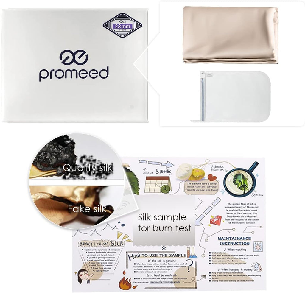 PROMEED 100% Mulberry Silk Duvet Cover Twin Size, Real Grade 6A+ 23 Momme Mulberry Silk Quilt/Comforter Cover with Zipper and Corner Tie (Champagne, Twin)
