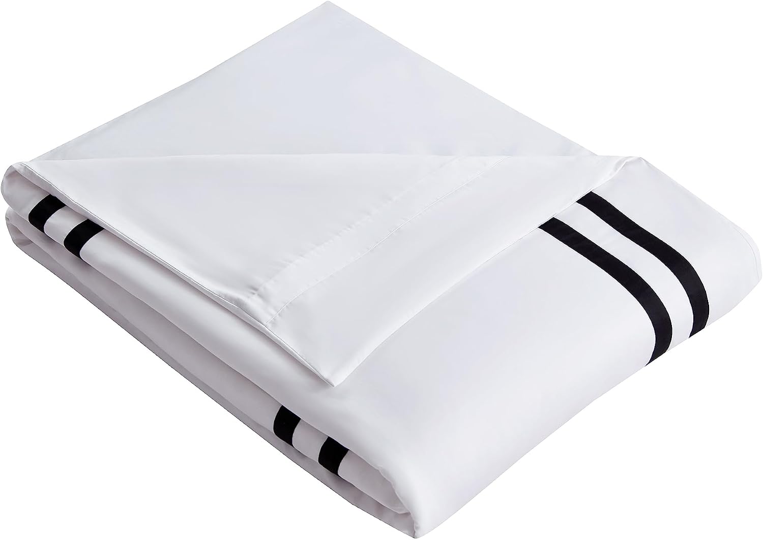 3 Pcs Do Not Include Filling Duvet Cover Set 100% Egyptian Cotton Sateen Luxury 400 TC (White Black, Full)