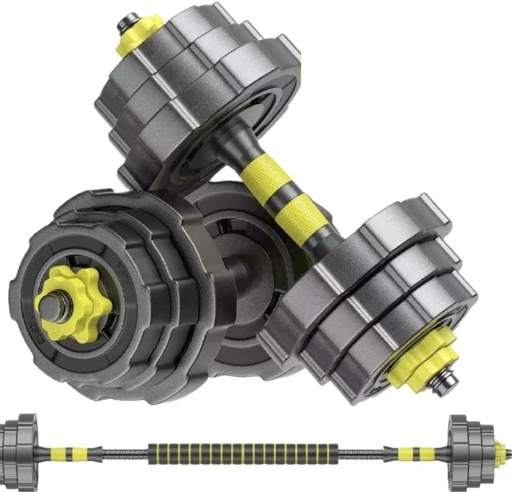 Dumbbel Adjustable-Dumbbells-Set,80lbs Free Weights Set with Connector,Fitness Exercises for Home Gym Suitable Men/Women,Yellow Barbell