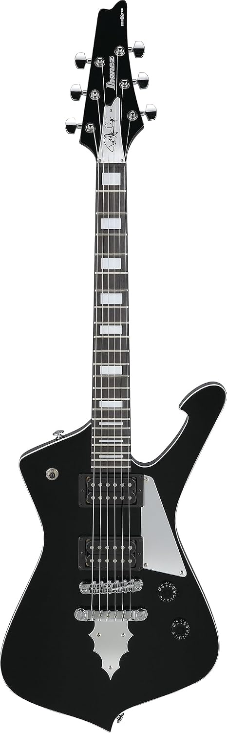 Ibanez PSM10 Paul Stanley miKro Short Scale Electric Guitar - Black Bundle with Amplifier, Tuner, Cable, Picks, Austin Bazaar Instructional Video, and Polishing Cloth