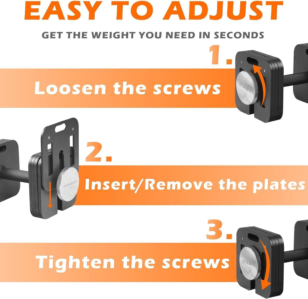9-in-1 Adjustable Dumbbell Set, 10-50 LB Free Weights Dumbbells Quick-Lock Gym Equipment Barbell for Work Out Home Dumb Bells Exercise & Fitness Dumbbells Hand Weights for Men
