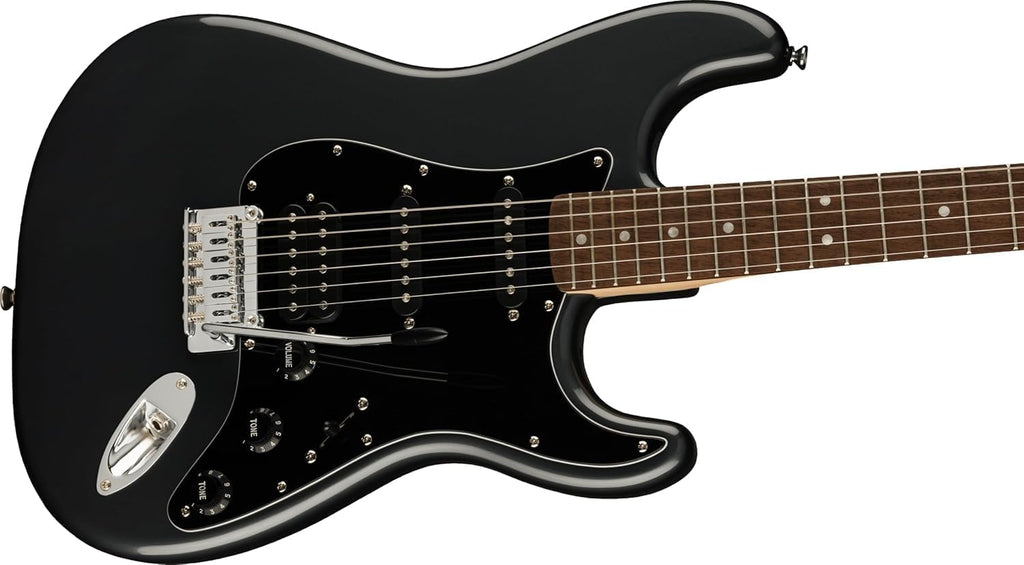 Squier Affinity Series Stratocaster Packs Electric Guitar, Charcoal Frost Metallic, Laurel Fingerboard