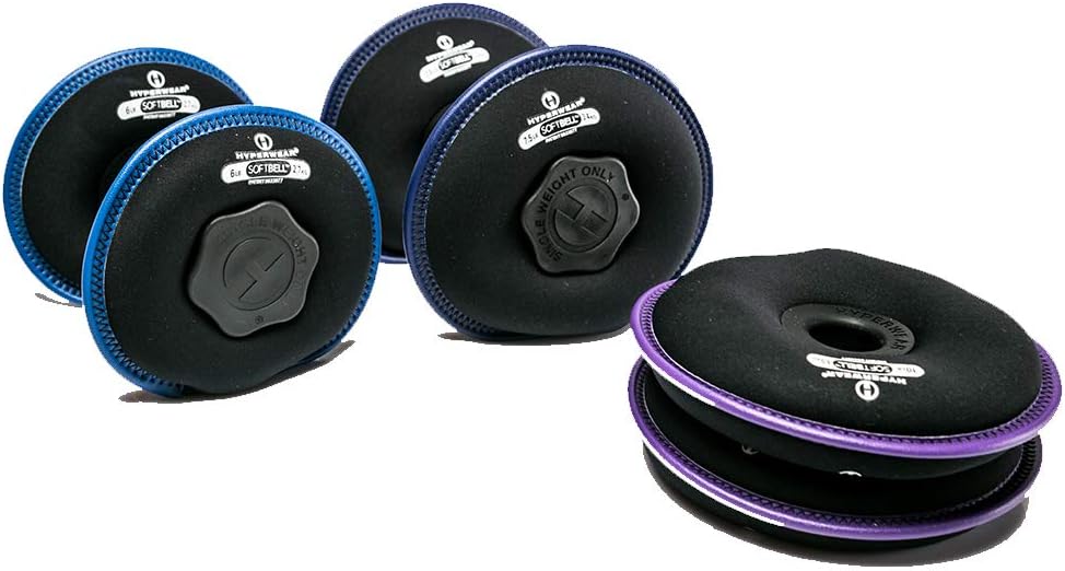 Hyperwear SoftBell® Adjustable Weight System – Modular Home Gym Set Converts to Dumbbells, Kettlebells & Plates, Quiet Soft Weights (3–20 lb or 20–50 lb Sets)