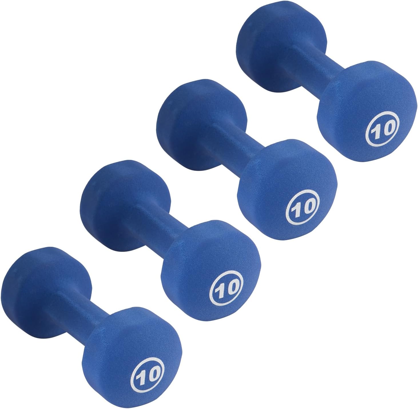 Neoprene Coated Fitbell Dumbbell (1LB to 10LB Pack of 1, 2, 4) | Dumbbell Set for Women & Men Durable Anti-Roll Anti-Slip Colour Blue | Ideal for Arm Rows Squats Chest Presses Bicep Curls