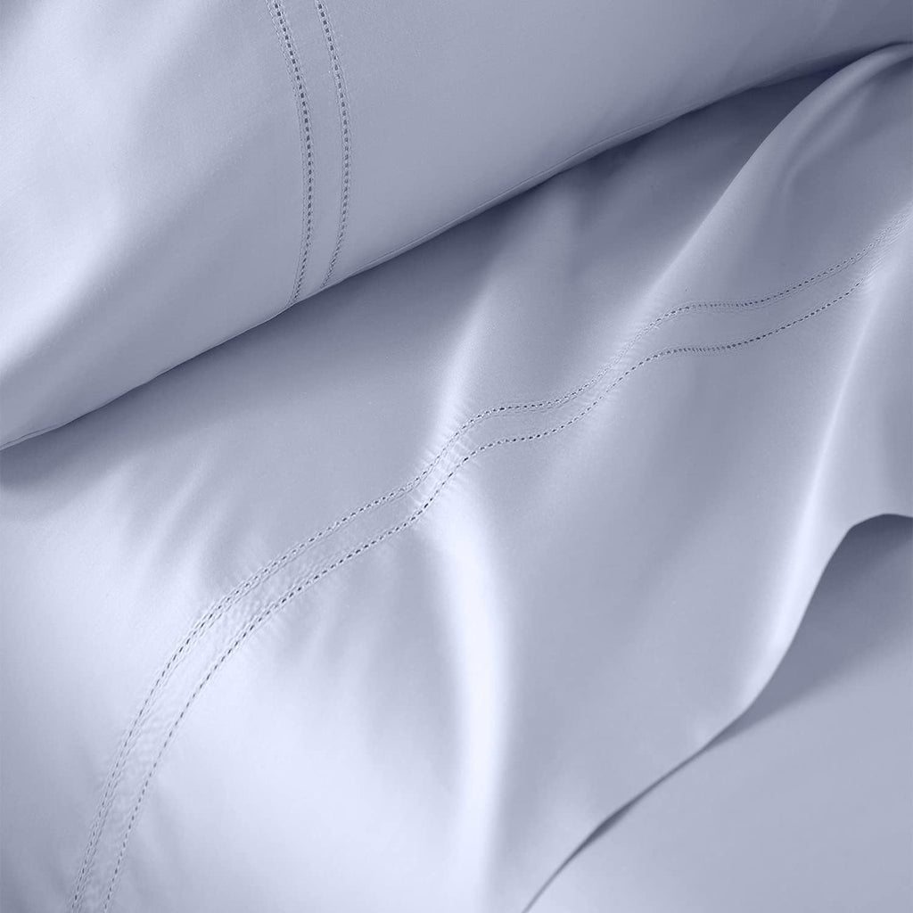 Pure Parima Yalda Sheet Set – 100% Certified Egyptian Cotton, Double-Hem Stitch, Twin XL, ICY Blue