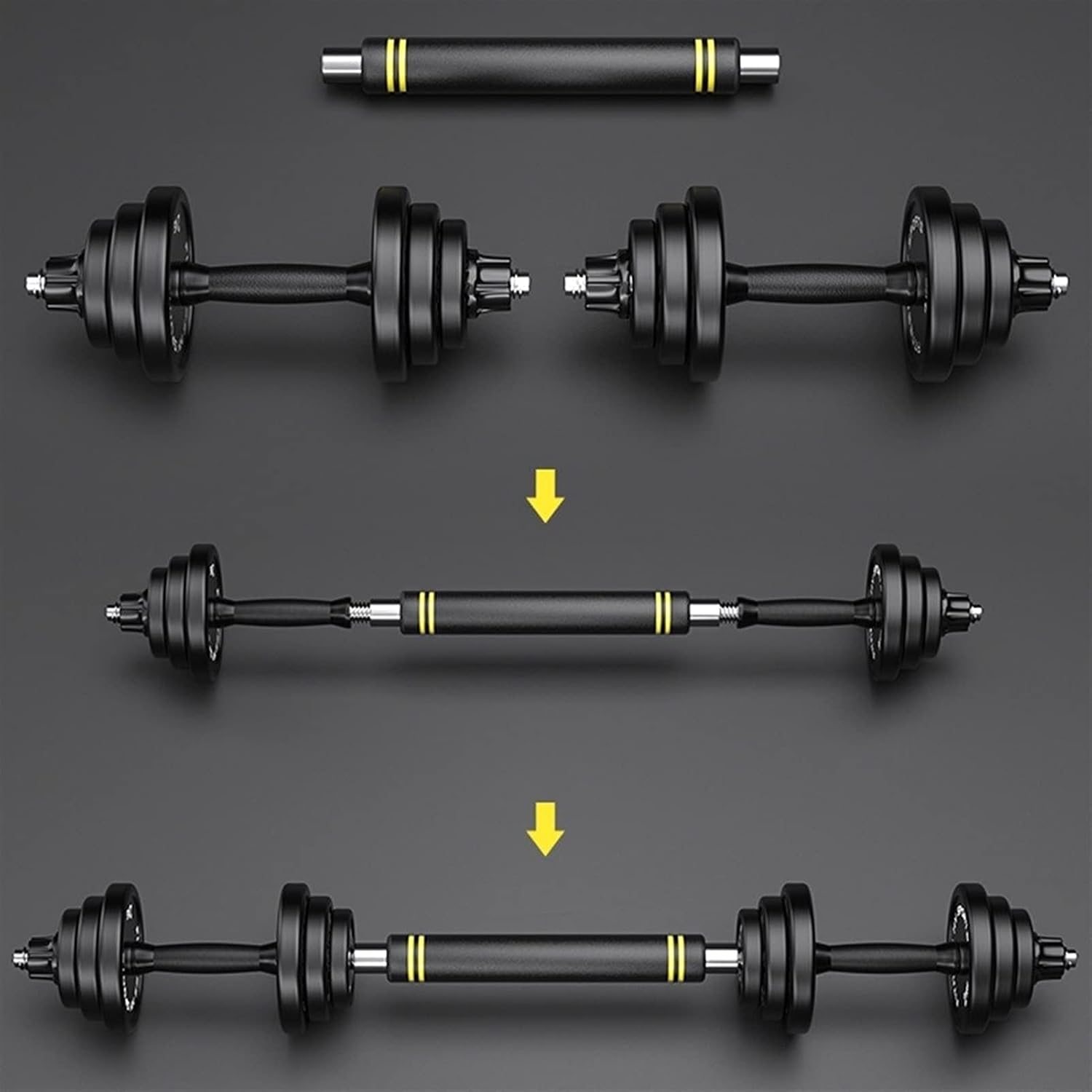 Exercise Set 20KG Dumbbells Pairs 3-44 lbs Adjustable Dumbbell Weight Set Barbell Lifting with 2 Connector for Home Bodybuilding Training(10kg2) Weight Bell