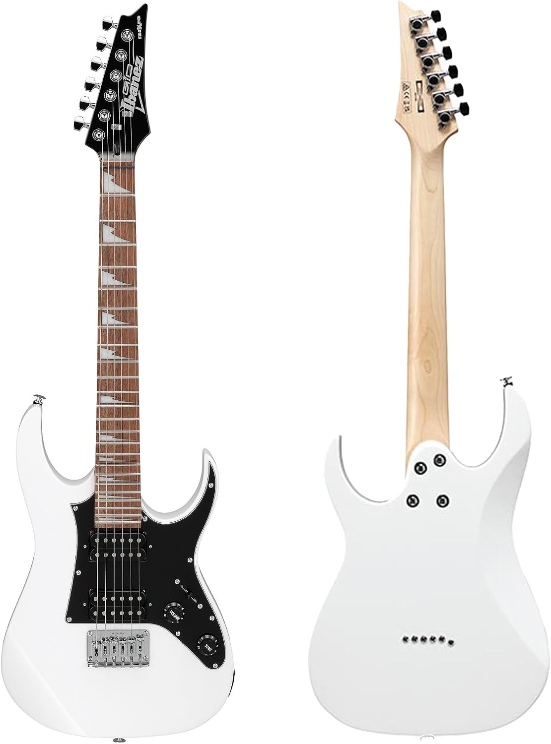 Ibanez GRGM21 RG Gio miKro Short-Scale Electric Guitar - White Bundle with Gig Bag, Tuner, Instrument Cable, Strap, Austin Bazaar Instructional DVD, and Polishing Cloth