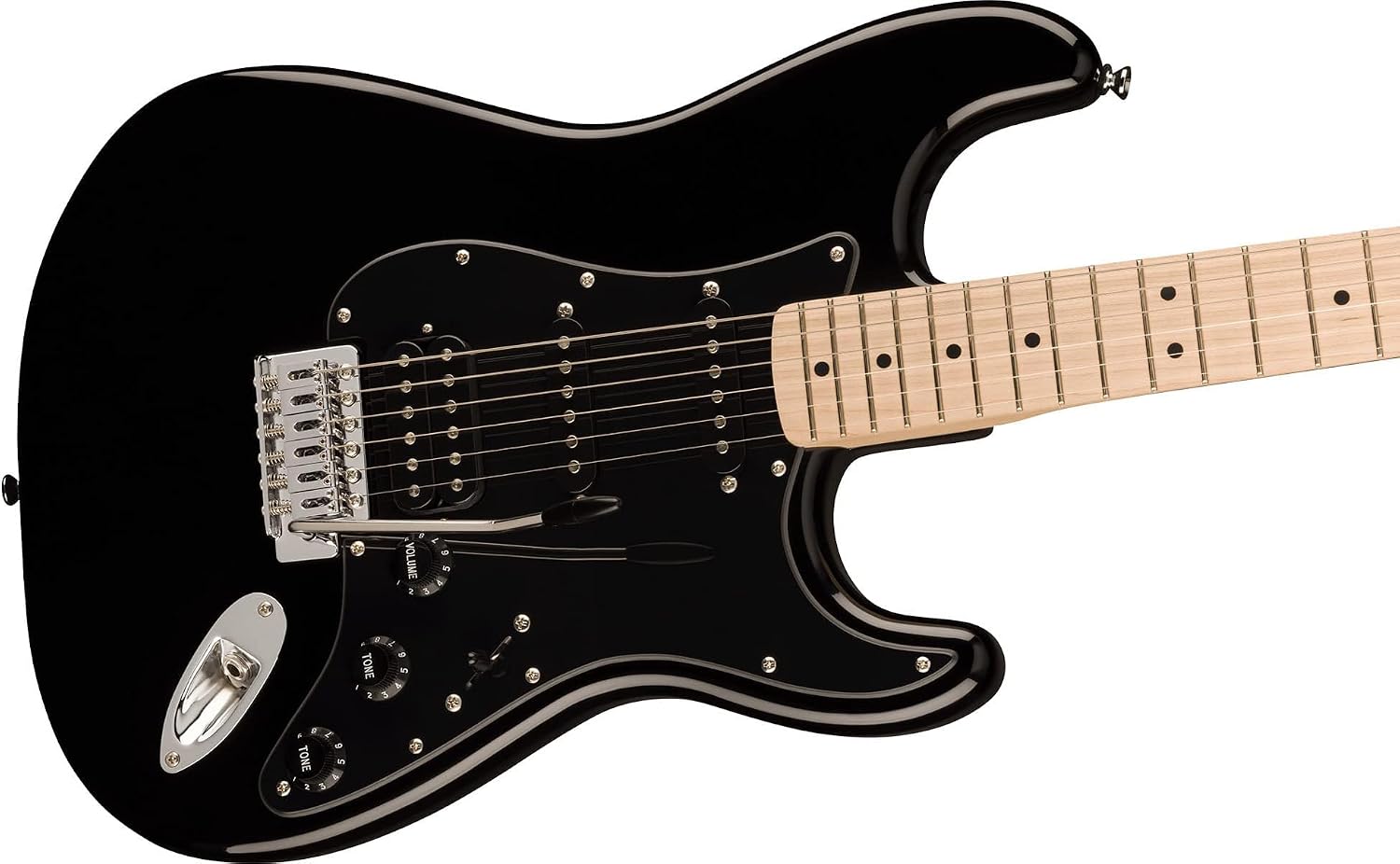 Fender Squier Sonic Stratocaster HSS - Black Bundle with Fender Mustang Micro Headphone Amplifier, Strap, Cable, Picks, and Austin Bazaar Instructional DVD