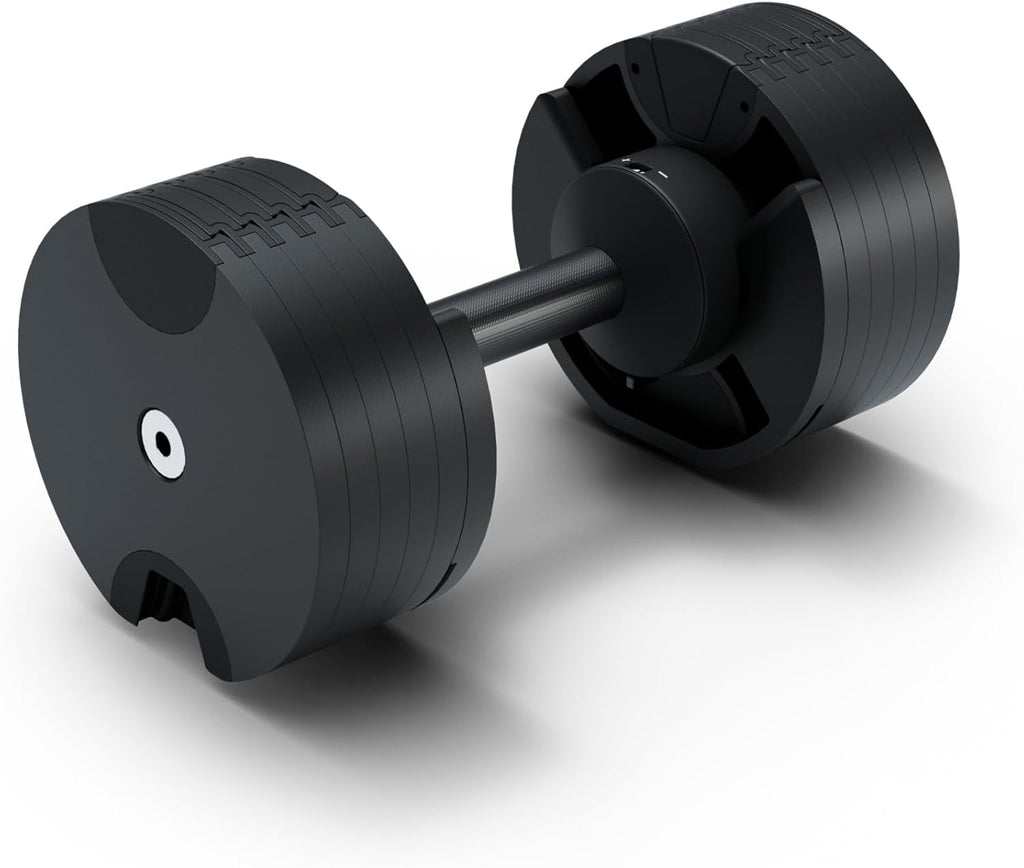 Matrix Fitness DB50 50 lb. Adjustable Dumbbells | Quick Adjustments for Strength and HIIT Training | Replaces 10 Dumbbell Pairs, Flat Bottom Roll Free Design for Safe Storage