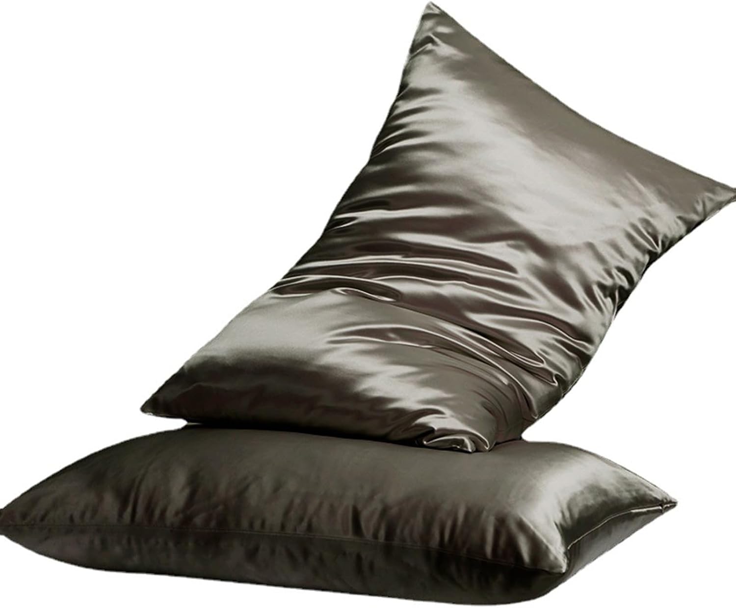 2 Pack Silk Pillowcase, Both Sides 100% Mulberry Silk Pillow Case for Hair & Skin, Pure Natural Satin Pillow Cases with Hidden Zipper, Soft,Cozy and Breathable Silk Pillow Cover,20''×30'',Gray