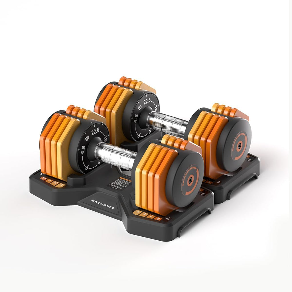 Adjustable Dumbbells Set 22.5LB Pair, 1-Sec Fast Adjustable 5 Free Weights, Premium Comfort Non-slip Metal Handle, Compact Size for Full Body Home Workout