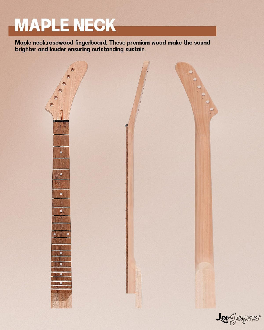 Leo Jaymz DIY Electric Guitar Kits - Mahogany Body, Mahogany Neck and Laurel Wood Fretboard - Fully Components Included (AX)
