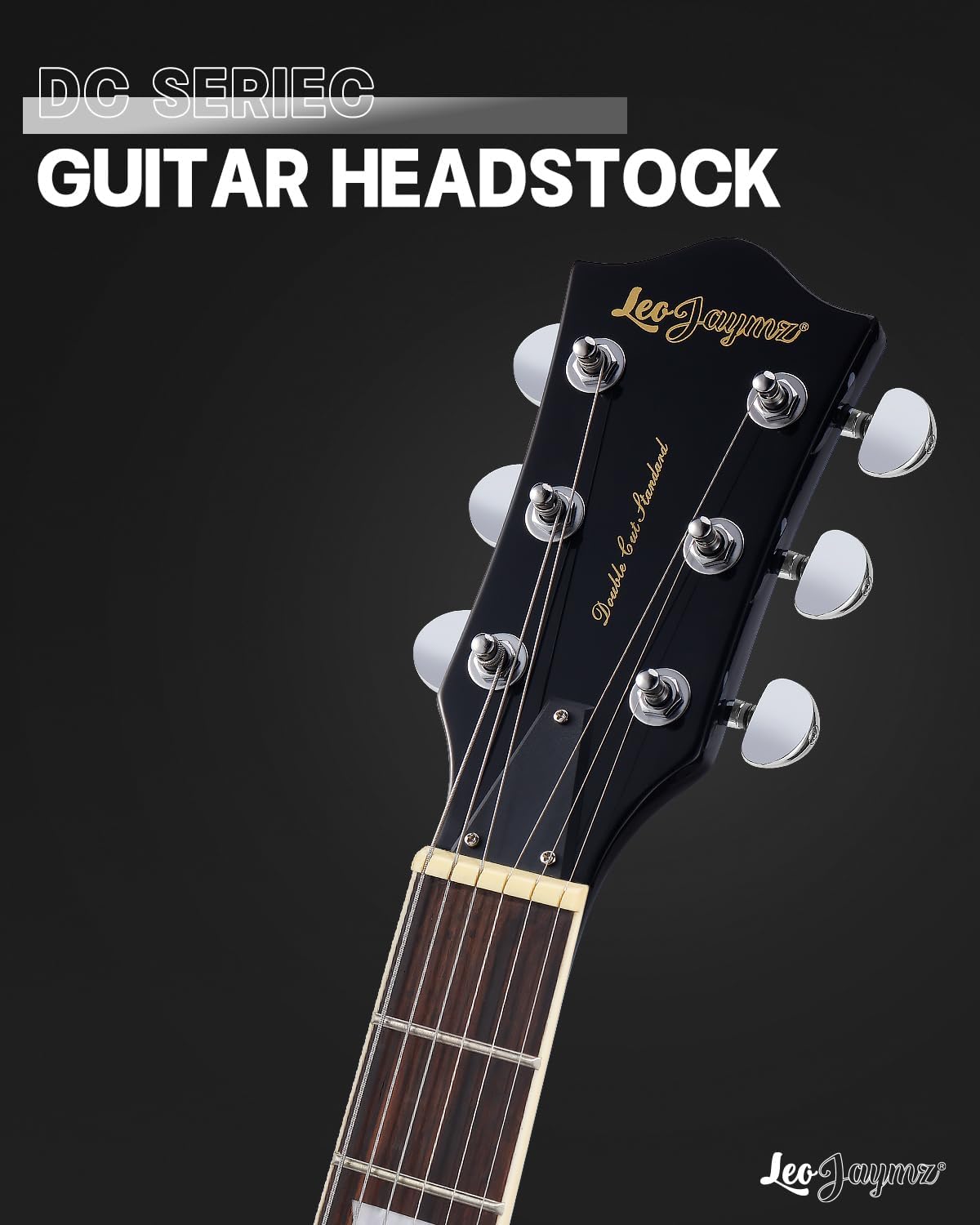 Leo Jaymz 39 Inch Solid Body Electric Guitar - Poplar Wood Body，Maple Neck and Laurel Wood Fretboard (Black)
