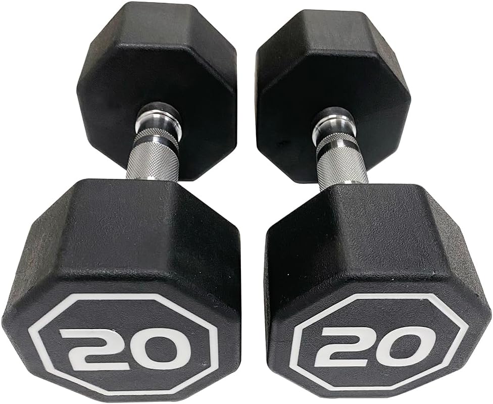 Premium Octagonal Dumbbell, Large Numbers, Hard Chrome Plated Handle Dumbbells to Assist with Push-Ups, 20 lbs set of 2