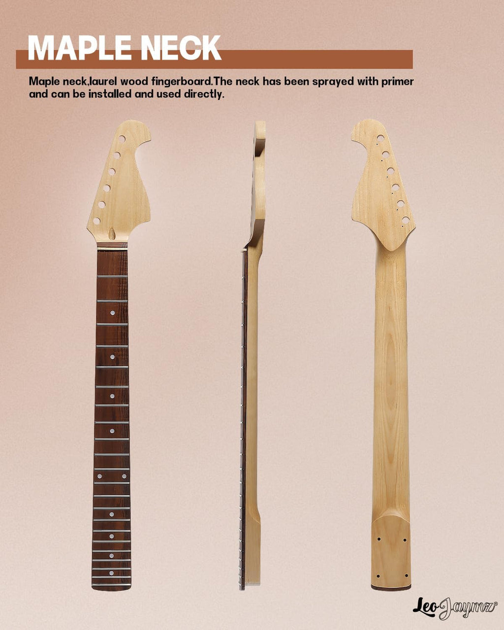 Leo Jaymz DIY ST Style Electric Guitar Kits,Spray-painted Mahogany Body,Laurel Wood Fingerboard and Maple Neck, including all Components (ST Sunburst)