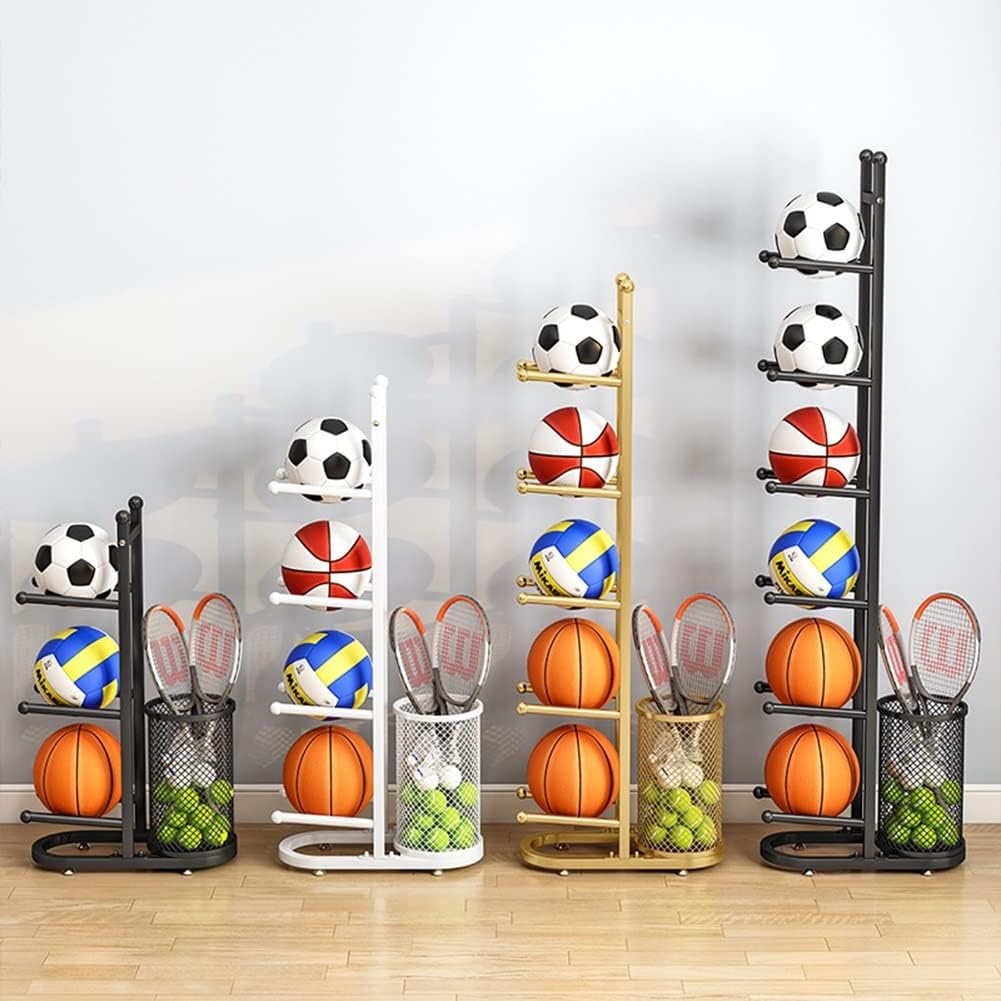 Commercial Gym Exercise Ball Holder Basketball Organizer Ball Storage Rack Freestanding Sport Equipment Storage, for Playground Gym Schools, Football Basketball
