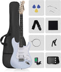 RVONE RST-150 39'Beginner Electric Guitar Kit with Amplifier, Classic HSS Pickup, Electric Guitar with Gig Bag, Capo, Strap, Extra Strings, Digital Tuner, 3 Picks, Cleaning Cloths (Light Blue)