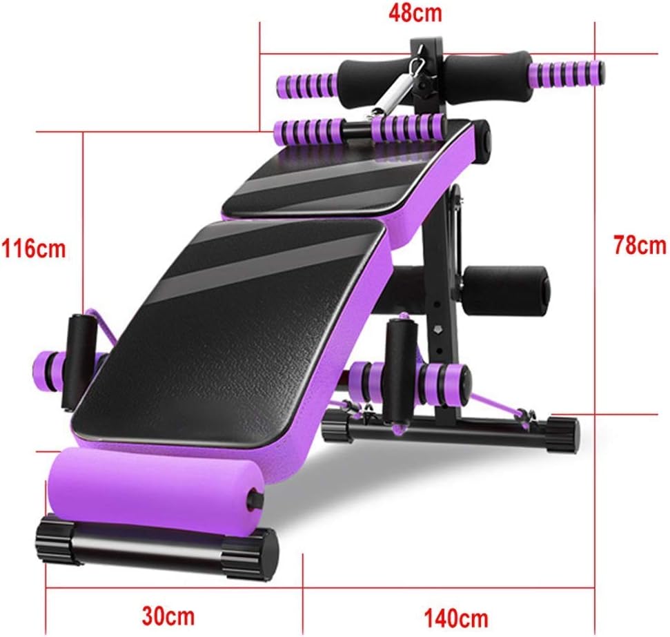 Sit-up Bench Crunch Board Multi-Function Exercise Fitness Workout Folding Kicking Fitness Equipment Dumbbell Bench (Purple)