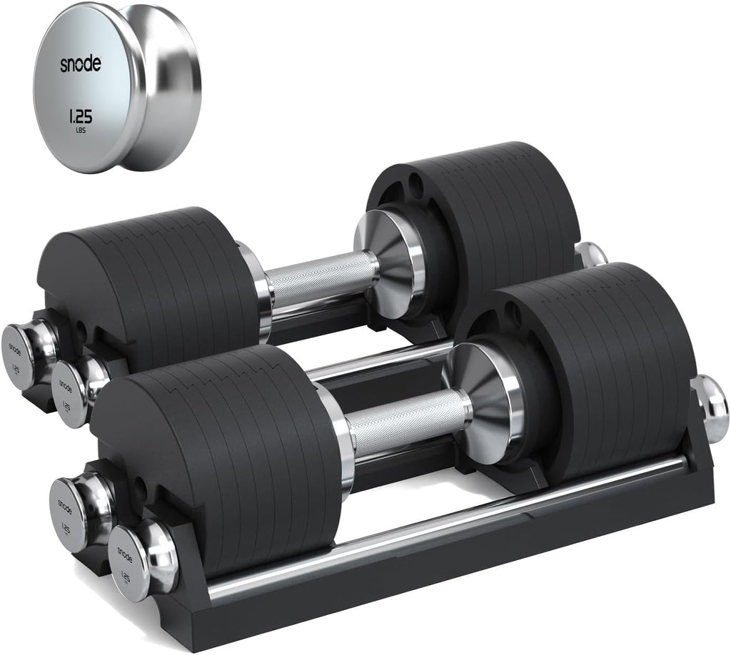 SNODE AD80 Drop Proof 80 lbs Adjustable Dumbbell Set -Adjustable Weights with Cast Iron Plates and Cradle, Knurled Handle, Fast Adjust, Compact Home Gym Equipment for Bench & Press